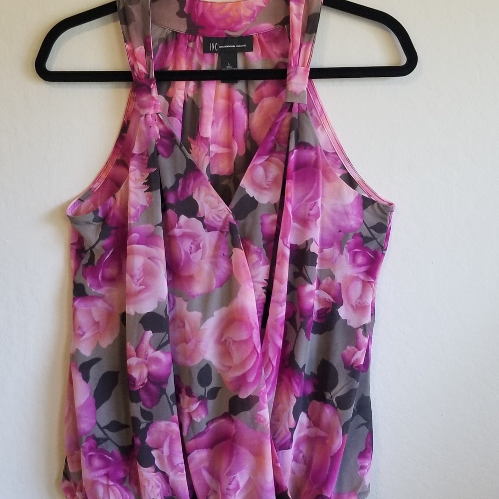 INC flower print sleeveless top